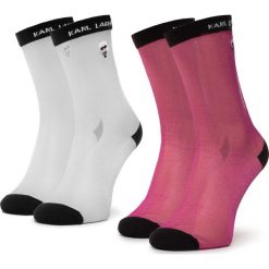 Zestaw 2 par wysokich skarpet damskich KARL LAGERFELD - 201W6004 Silver/Fuchsia 295. Szare skarpetki damskie KARL LAGERFELD, bez wzorów, z poliesteru. Za 239,00 zł.