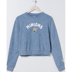 Bluza Minionki - Niebieski. Niebieskie bluzy damskie Sinsay, s, z motywem z bajki, bez rękawów, bez kaptura. Za 59,99 zł.