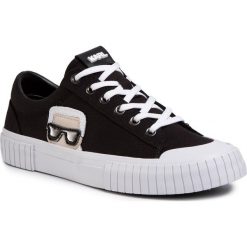 Trampki KARL LAGERFELD - KL60210 Black Canvas. Czarne półbuty damskie KARL LAGERFELD, bez wzorów, z gumy, bez zapięcia. Za 539,00 zł.