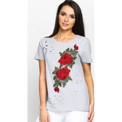 Szary T-shirt Inside Garden. Szare bluzki damskie marki Born2be, s, bez wzorów, bez kołnierzyka. Za 29,99 zł.
