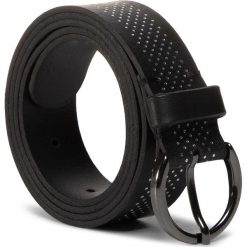 Pasek Damski GINO ROSSI - 3W2-005-SS20 r. M Black. Czarne paski damskie Gino Rossi, w paski, ze skóry. Za 99,99 zł.