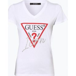 Guess Jeans - T-shirt damski, biały. Białe t-shirty damskie Guess Jeans, xs, z nadrukiem, z jeansu, bez kołnierzyka. Za 159,95 zł.