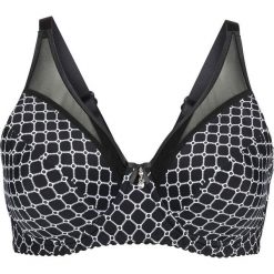 Biustonosz minimizer na fiszbinach bonprix czarno-biały z nadrukiem. Czarne biustonosze bonprix, z nadrukiem. Za 54,99 zł.