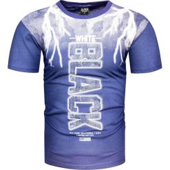 Koszulka męska t-shirt z nadrukiem niebieski Recea. Niebieskie koszulki męskie Recea, xl, z nadrukiem, z bawełny, klasyczne, z klasycznym kołnierzykiem. Za 19,99 zł.