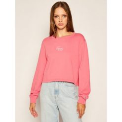Bluza Tommy Jeans Washed Logo DW0DW08549. Różowe bluzy damskie Tommy Jeans, xs, bez wzorów, z jeansu, bez rękawów, bez kaptura. Za 399,00 zł.