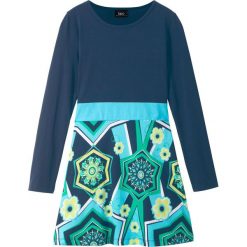 Sukienka shirtowa WOW bonprix ciemnoniebiesko-turkusowy. Niebieskie sukienki dziewczęce marki bonprix, z nadrukiem, eleganckie, bez rękawów. Za 49,99 zł.