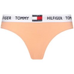 Stringi TOMMY HILFIGER UW0UW02198. Pomarańczowe stringi damskie TOMMY HILFIGER, xs, bez wzorów, z elastanu. Za 89,00 zł.
