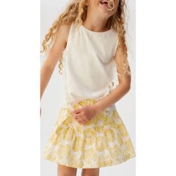 Mango Kids - Spódnica dziecięca Kenia 110-164 cm. Żółte spódniczki dziewczęce Mango Kids, bez wzorów, z bawełny, mini, rozkloszowane. W wyprzedaży za 49,90 zł.