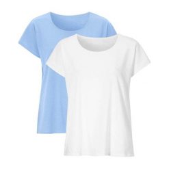 Cellbes Gładka dżersejowa bluzka z bawełny GOTS 2 Pack błękitny biały female niebieski/biały 34/36. Niebieskie bluzki damskie Cellbes, m, bez wzorów, z bawełny, bez kołnierzyka. W wyprzedaży za 49,00 zł.