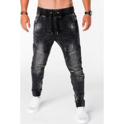 SPODNIE MĘSKIE JOGGERY P677 - CZARNE. Czarne joggery męskie Ombre Clothing, z bawełny. Za 89,00 zł.