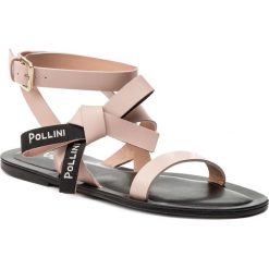 Sandały POLLINI - SA16100C17TD0609 Nude. Różowe klapki damskie Pollini, bez wzorów, ze skóry, bez obcasa, na obcasie. W wyprzedaży za 589,00 zł.