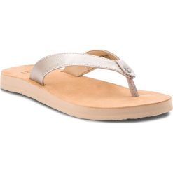 Japonki UGG - W Tawney Metallic 1091149 W/Slvr. Szare klapki damskie Ugg, bez wzorów, ze skóry, bez obcasa. W wyprzedaży za 179,00 zł.