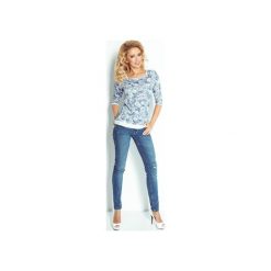 Bluzy damskie: BLUZA W KWIATY BŁĘKITNA W RÓŻE