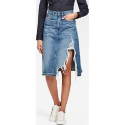 G-Star Raw - Spódnica jeansowa. Niebieskie spódniczki damskie G-Star RAW, na co dzień, bez wzorów, z bawełny, retro, z podwyższonym stanem, midi, proste. W wyprzedaży za 339,90 zł.