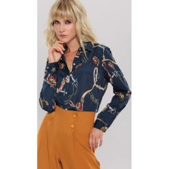 Granatowa Koszula Posture. Niebieskie koszule damskie Renee, xl, bez wzorów, z wykładanym kołnierzem, bez rękawów. Za 59,99 zł.