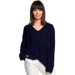 BeWear sweter damski BK026 uni ciemnoniebieski. Niebieskie swetry damskie BeWear, bez wzorów, bez rękawów, bez kaptura. Za 189,00 zł.