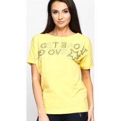 Żółty T-shirt End To Front. Żółte bluzki damskie marki Born2be, l. Za 19,99 zł.