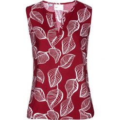 Bluzka bez rękawów bonprix pomarańczowo-czerwono-biały. Czerwone koszulki damskie bonprix, bez wzorów, bez kołnierzyka, bez rękawów. Za 44,99 zł.