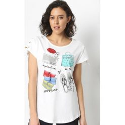 Biały T-shirt Catwalk. Białe t-shirty damskie marki Born2be, l. Za 54,99 zł.