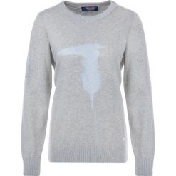 Sweter Trussardi Jeans Round Neck Cotton Lurex 56M00202. Szare swetry damskie Trussardi Jeans, m, bez wzorów, z bawełny, klasyczne, bez rękawów, bez kaptura. W wyprzedaży za 269,00 zł.
