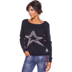 Sweter "Jostine" w kolorze granatowym. Niebieskie bez kategorii marki 100% Maille, s, ze splotem, z okrągłym kołnierzem. W wyprzedaży za 108,95 zł.