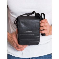 Skórzana saszetka męska torba na ramię listonoszka. Szare torby męskie skórzane PIERRE ANDREUS, w paski, ze skóry, eleganckie. Za 136,90 zł.