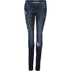 Dżinsy Skinny z haftem bonprix ciemny denim. Niebieskie jeansy damskie bonprix, z jeansu. Za 41,99 zł.