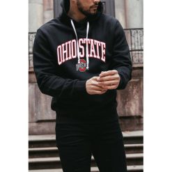 Bluza męska DORMAN BLACK. Czarne bluzy męskie IVET, xl, z nadrukiem, bez kołnierzyka, bez rękawów, z kapturem. W wyprzedaży za 9,00 zł.