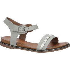 Szare sandały letnie z ozdobnym plecionym paskiem casu k18x10/g. Szare sandały damskie Casu, bez wzorów, ze skóry ekologicznej, eleganckie, bez obcasa, bez zapięcia. Za 89,99 zł.