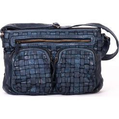 Torebki klasyczne damskie: Skórzana torebka w kolorze niebieskim – 31 x 22 x 7 cm
