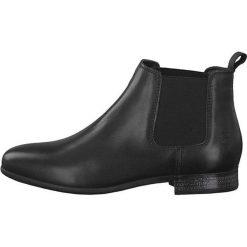 Tamaris Skórzane botki damskie 1-1-25326-23-001 Black (rozmiar 40). Czarne botki damskie Tamaris, eleganckie, bez obcasa, bez zapięcia. Za 367,00 zł.