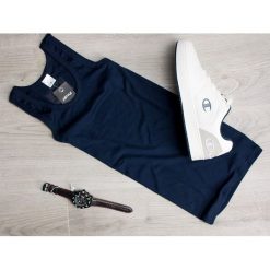 Koszulka męska tank top granatowa Recea. Koszulki męskie Recea, xl, bez wzorów, z bawełny, sportowe, bez kołnierzyka. Za 14,99 zł.