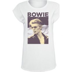 David Bowie Photo Koszulka damska biały. Białe t-shirty damskie marki David Bowie, l, z nadrukiem, rockowe, z okrągłym kołnierzem, z krótkim rękawem. Za 74,90 zł.