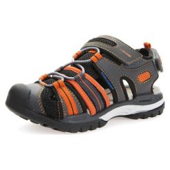 GEOX Kids Buty otwarte 'J Borealis' ciemnoszary / pomarańczowy / czarny. Brązowe buciki niemowlęce marki geox kids, z gumy, z otwartym noskiem, na rzepy. Za 268,80 zł.