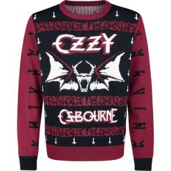 Ozzy Osbourne Holiday Sweater 2018 Sweter z dzianiny wielokolorowy. Białe swetry klasyczne męskie Ozzy Osbourne, l, z napisami, z dzianiny, z dekoltem na plecach. Za 164,90 zł.