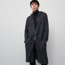 Długa bluza z bawełny organicznej - Szary. Szare bluzy męskie Reserved, s, bez wzorów, z bawełny, bez kołnierzyka, z długim rękawem, długie, bez kaptura. Za 229,99 zł.