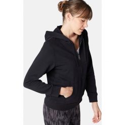 Bluza z kapturem na zamek Gym & Pilates 500 damska. Czarne bluzy damskie NYAMBA, xl, bez wzorów, z bawełny, bez rękawów, z kapturem, na jogę i pilates. Za 69,99 zł.