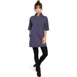 CASPER Tunika kimono - niebieska. Niebieskie tuniki damskie BE, na co dzień, s, bez wzorów, z elastanu, ze stójką, bez rękawów. W wyprzedaży za 149,00 zł.