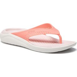 Japonki CROCS - Literide Flip 205182 Melon/White. Różowe klapki damskie Crocs, bez wzorów, z tworzywa sztucznego, bez obcasa. W wyprzedaży za 159,00 zł.