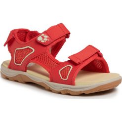 Sandały JACK WOLFSKIN - Taraco Beach Sandal K 4039531 D Red/Champagne. Czerwone sandały dziewczęce Jack Wolfskin, ze skóry ekologicznej, bez zapięcia. W wyprzedaży za 179,00 zł.