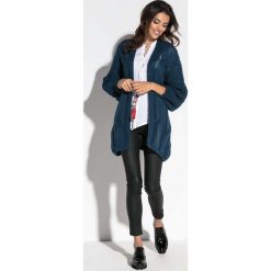 Granatowy Lekki Swobodny Kardigan z Wolnymi Połami. Niebieskie kardigany damskie Molly.pl, l. Za 199,90 zł.