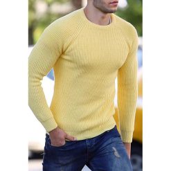 Sweter męski GERARD YELLOW. Żółte swetry męskie Sweter męski GERARD YELLOW, s, bez wzorów, bez kołnierzyka, bez kaptura. W wyprzedaży za 69,00 zł.