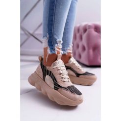 Sportowe Damskie Buty Lu Boo Gruba Podeszwa Beżowe Taste It!. Brązowe buty sportowe damskie Tagless, bez wzorów, sportowe. Za 119,00 zł.