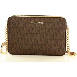 Kultowa torebka listonoszka MICHAEL KORS VANILLA/CORN. Białe kuferki damskie Michael Kors, w paski, ze skóry. Za 799,00 zł.