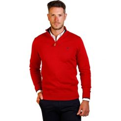 Sweter w kolorze czerwonym. Czerwone swetry męskie The Time of Bocha, xxl, z haftami, z bawełny, ze stójką, bez kaptura. W wyprzedaży za 119,95 zł.