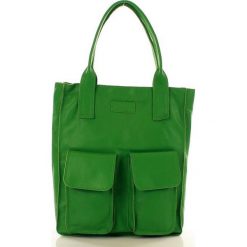 Shopper bag damskie: Torebka shopper z kieszeniami zielona MELODY