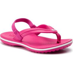 Sandały CROCS - Crocband Strap Flip K 205777 Candy Pink. Różowe sandały dziewczęce Crocs, z tworzywa sztucznego, bez zapięcia. W wyprzedaży za 79,00 zł.