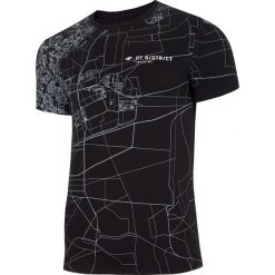 T-shirt męski TSM218 - głęboka czerń allover. Czarne koszulki męskie 4f, m, bez wzorów, bez kołnierzyka. Za 69,99 zł.