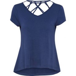 Shirt ze sznurowaniem bonprix kobaltowy. Niebieskie koszulki damskie bonprix, bez wzorów, bez kołnierzyka, bez rękawów. Za 64,99 zł.