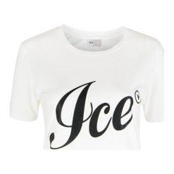 T- shirt Ice Play By ICEBERG. Białe koszulki damskie ICE PLAY BY ICEBERG, bez wzorów, z bawełny, z włoskim kołnierzykiem, bez rękawów. Za 89,00 zł.